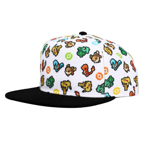 Pokemon Pixel Characters Flat Bill Snapback Hat