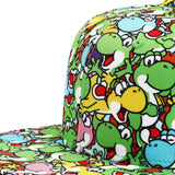 Yoshi Super Mario Youth AOP Flat Bill Snapback Hat