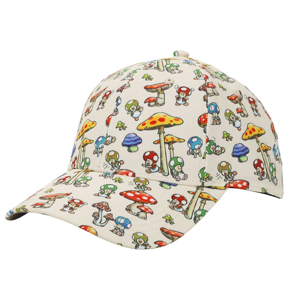 Super Mario All-Over-Print Toads Pre-Curved Bill Adjustable Hat