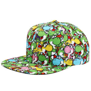 Yoshi Super Mario All-Over-Print Flat Bill Snapback Hat