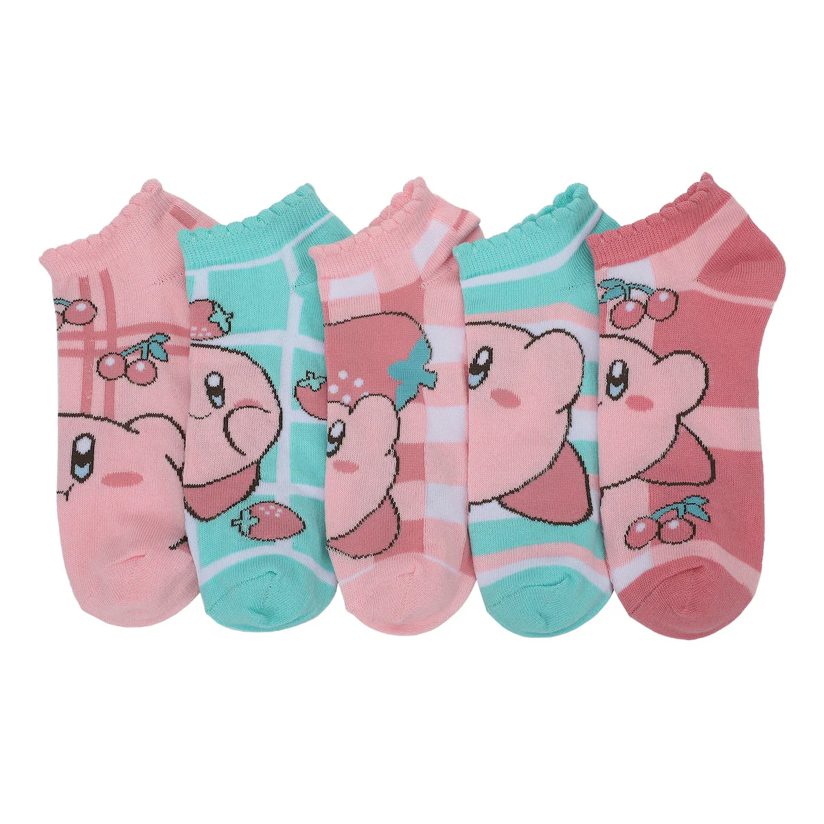 Kirby Hearts & Cherries Ankle Socks - 5 Pairs